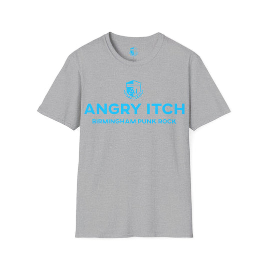 Angry Itch Blue Logo Sponsor T-Shirt - Grey