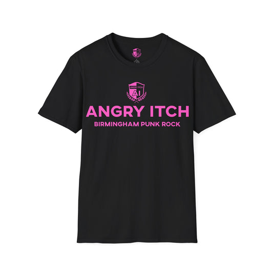Angry Itch Pink Logo Sponsor T-Shirt - Black