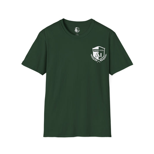 Angry Itch White Logo Pocket T-Shirt - Forest Green
