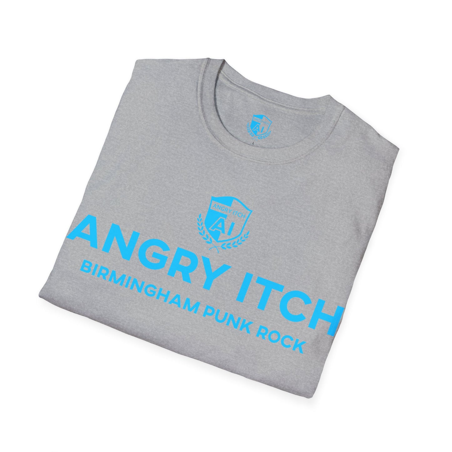 Angry Itch Blue Logo Sponsor T-Shirt - Grey