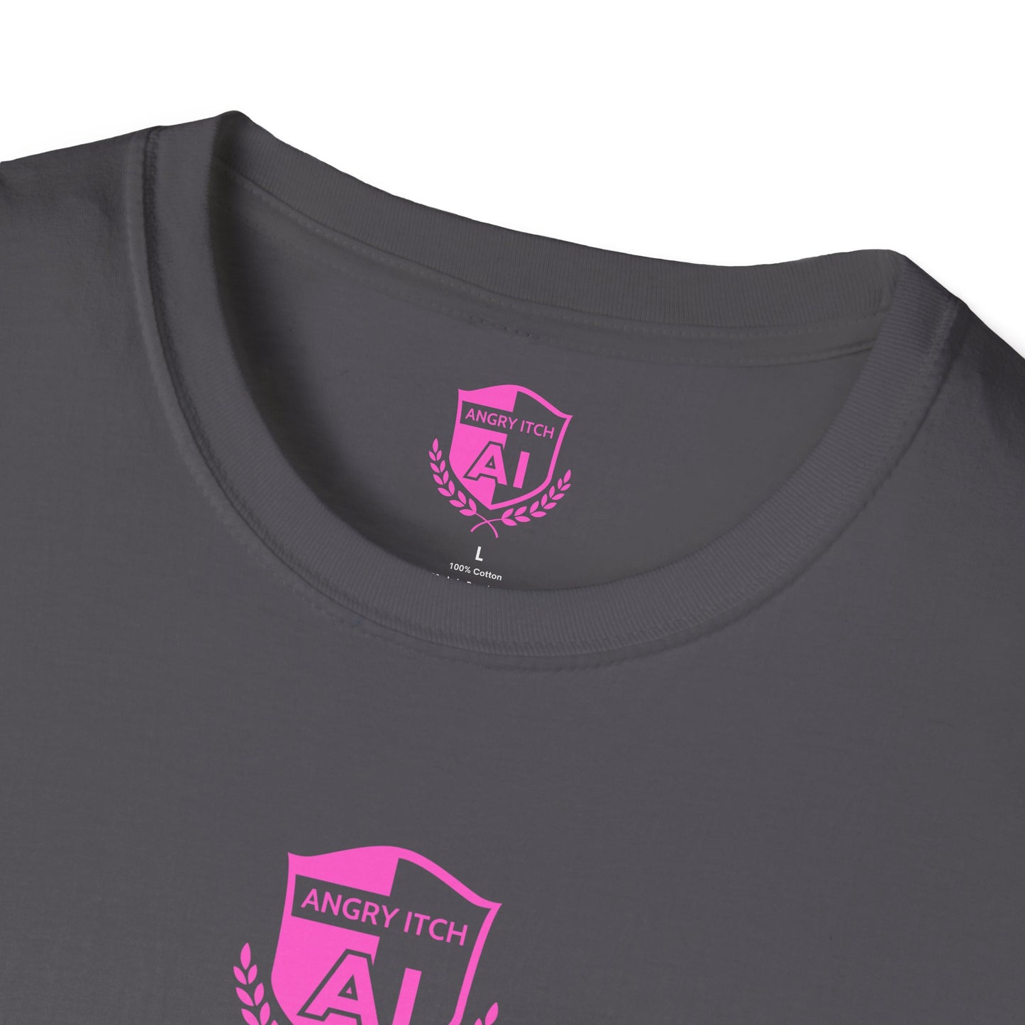 Angry Itch Pink Logo Sponsor T-Shirt - Charcoal