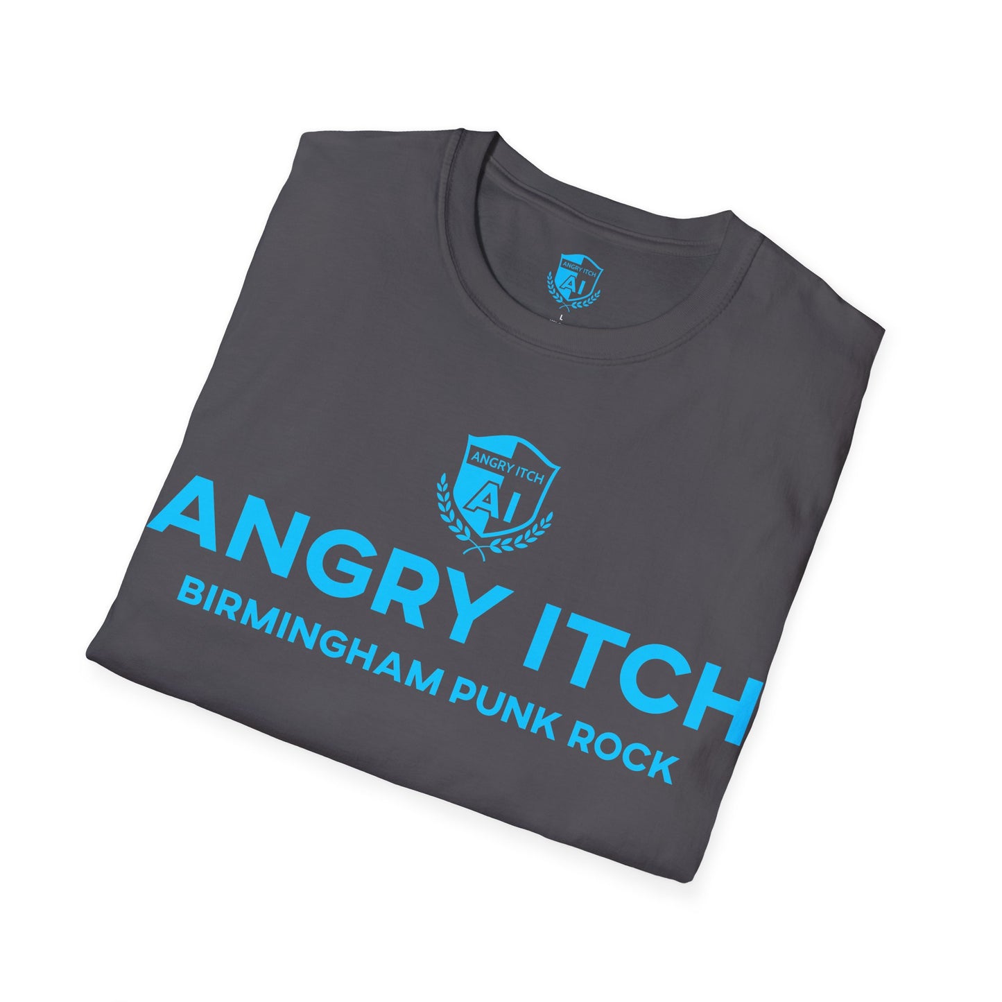 Angry Itch Blue Logo Sponsor T-Shirt - Charcoal