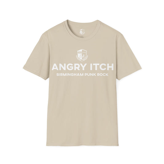 Angry Itch White Logo Sponsor T-Shirt - Sand