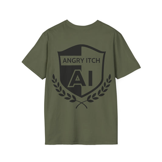 Angry Itch Black Logo Pocket T-Shirt - Military Green