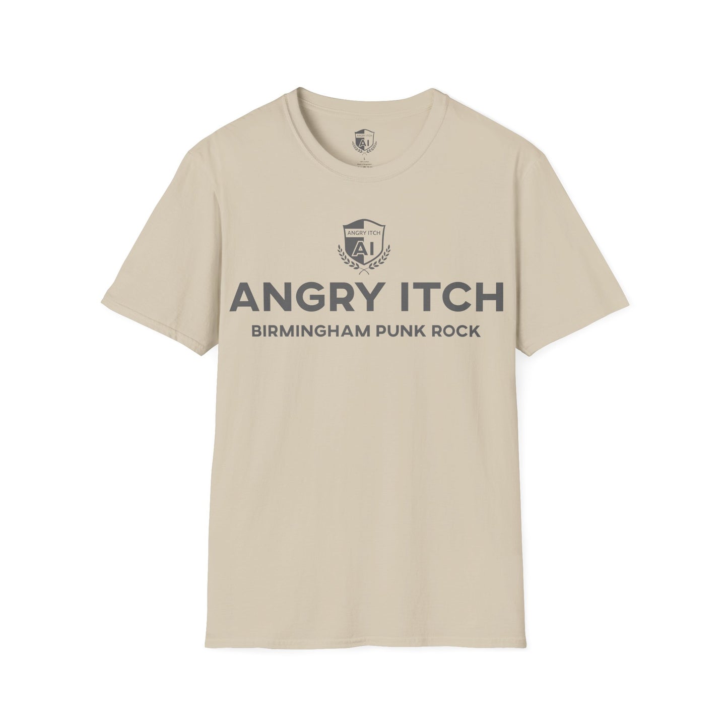 Angry Itch Grey Logo Sponsor T-Shirt - Sand