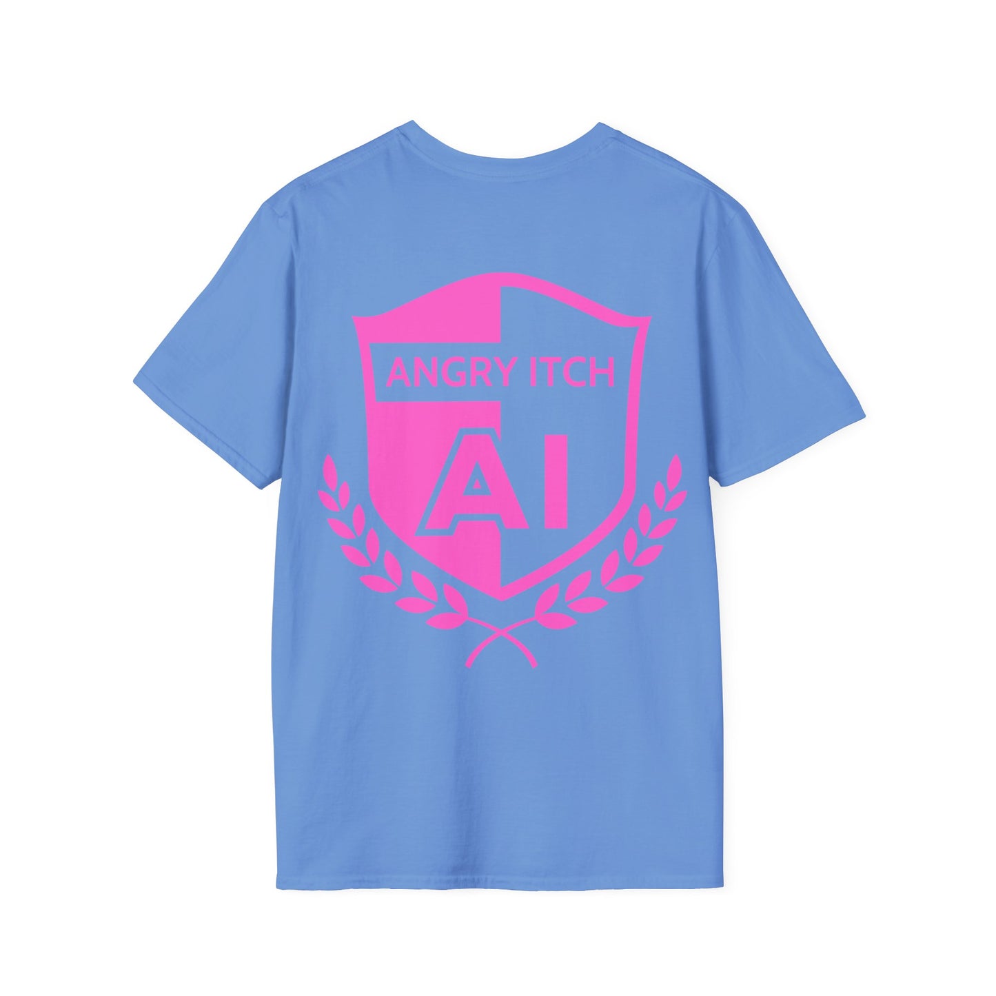 Angry Itch Pink Logo Sponsor T-Shirt - Carolina Blue