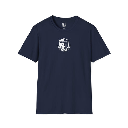 Angry Itch White Logo Chest T-Shirt - Navy