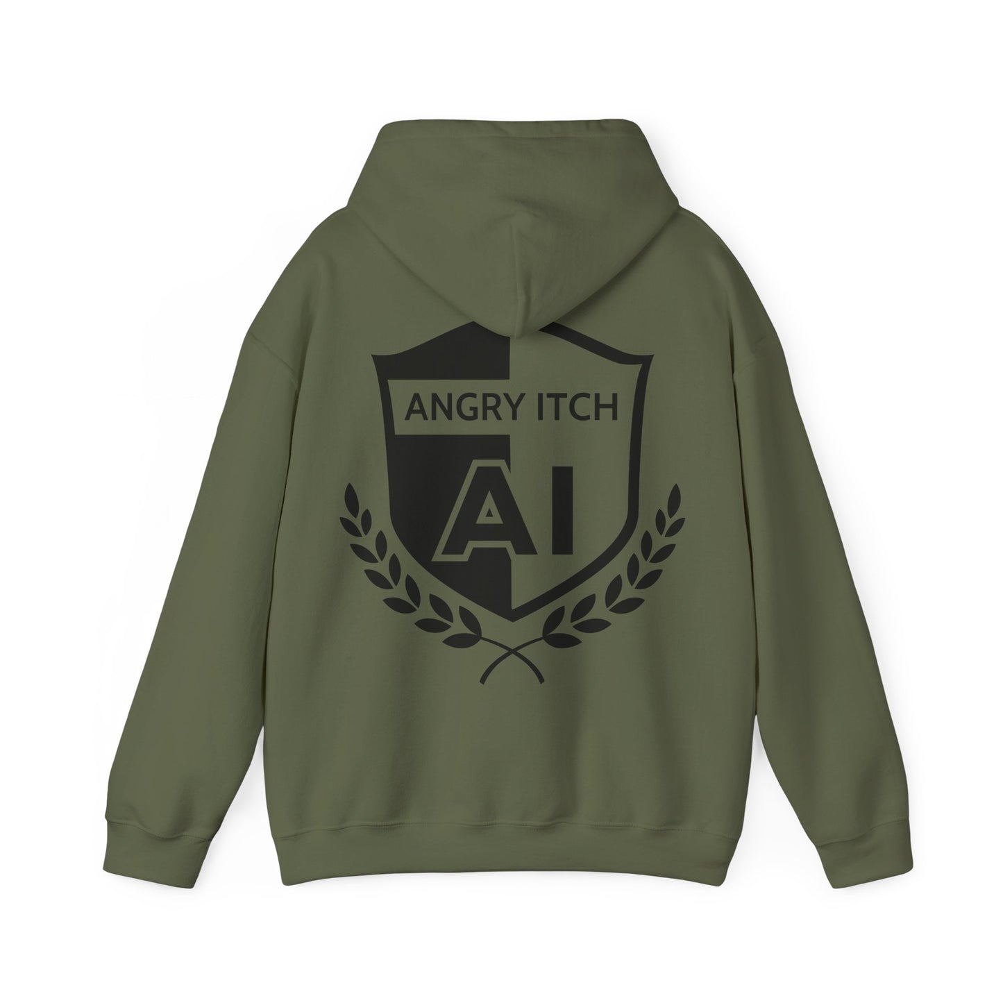 Angry Itch Black Logo Sponsor Hoodie - Military Green