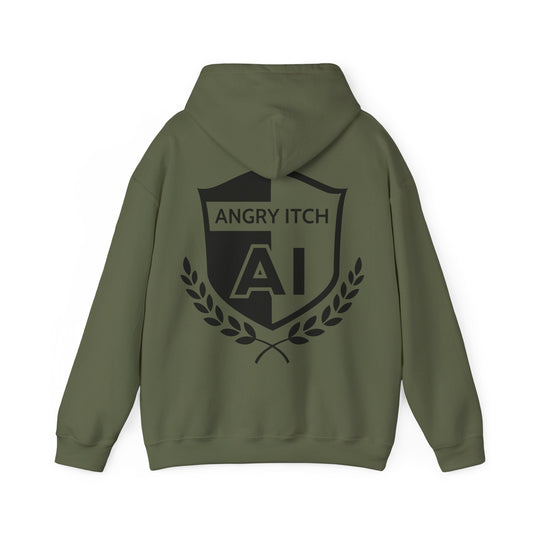Angry Itch Black Logo Sponsor Hoodie - Military Green
