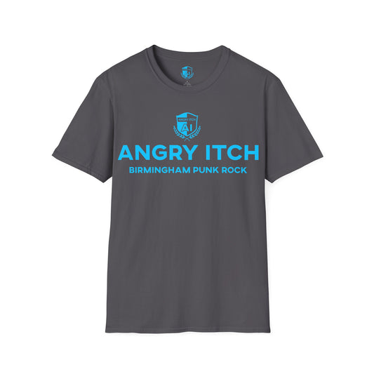 Angry Itch Blue Logo Sponsor T-Shirt - Charcoal